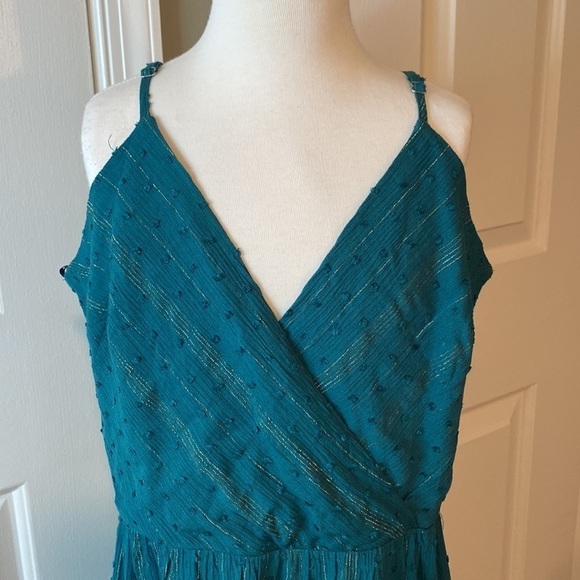 NWT Francesca’s Closet Green Sundress w/ Gold Stripes Size Small - Picture 4 of 9